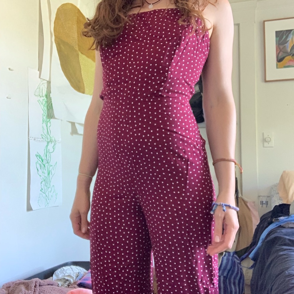 Mimi Chica strapless polka dot jumpsuit